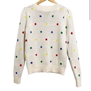 NEW VICI STORIA PRIMARY COLORS POLKA DOT COTTON BLEND SWEATER, S